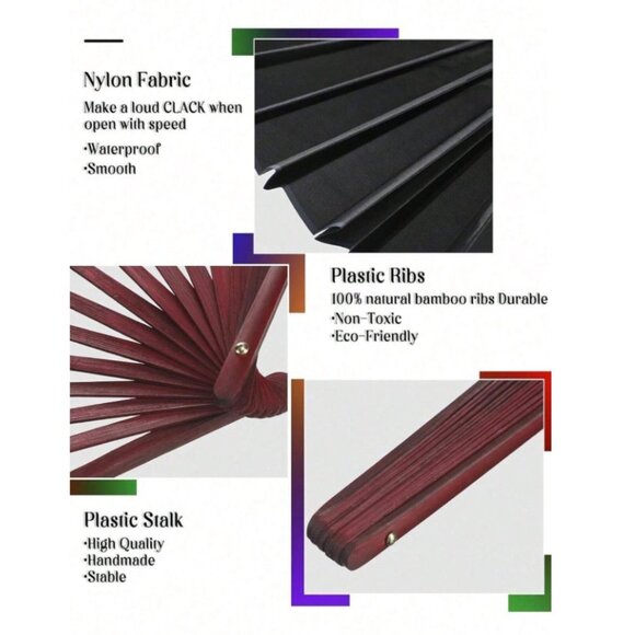 Red LED Light-Up Foldable Hand Fan – Glowing Rave, Festival & Party Accessory - Picture 10 of 12